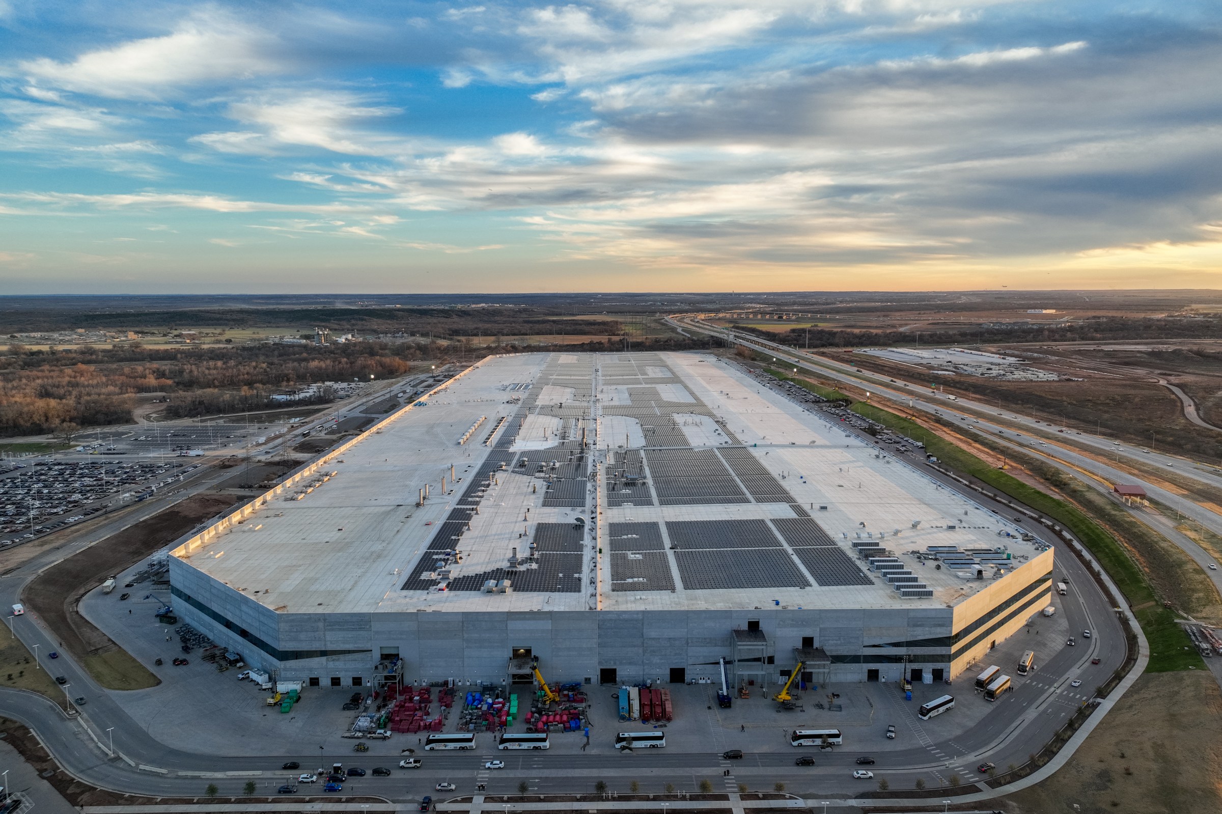Aerial view of the Tesla Giga Texas factory in Austin, Texas