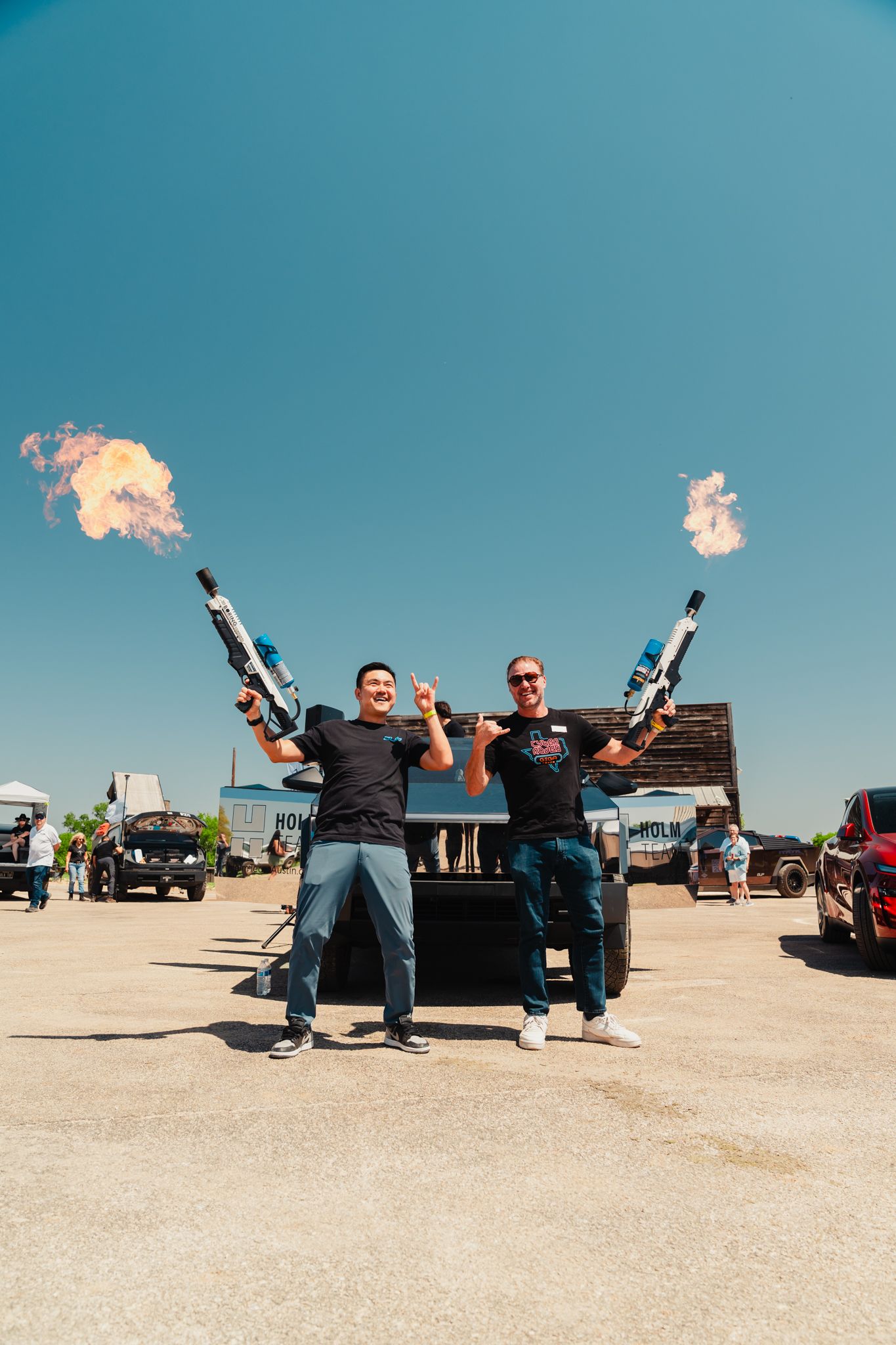 Cybertruck Rodeo event photo, Tesla Owners Club of Austin members and Tesla Cybertrucks in Austin, Texas