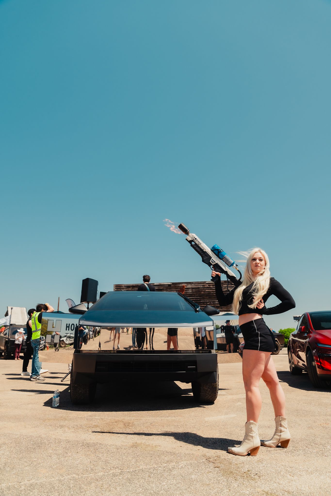 Cybertruck Rodeo event photo, Tesla Owners Club of Austin members and Tesla Cybertrucks in Austin, Texas